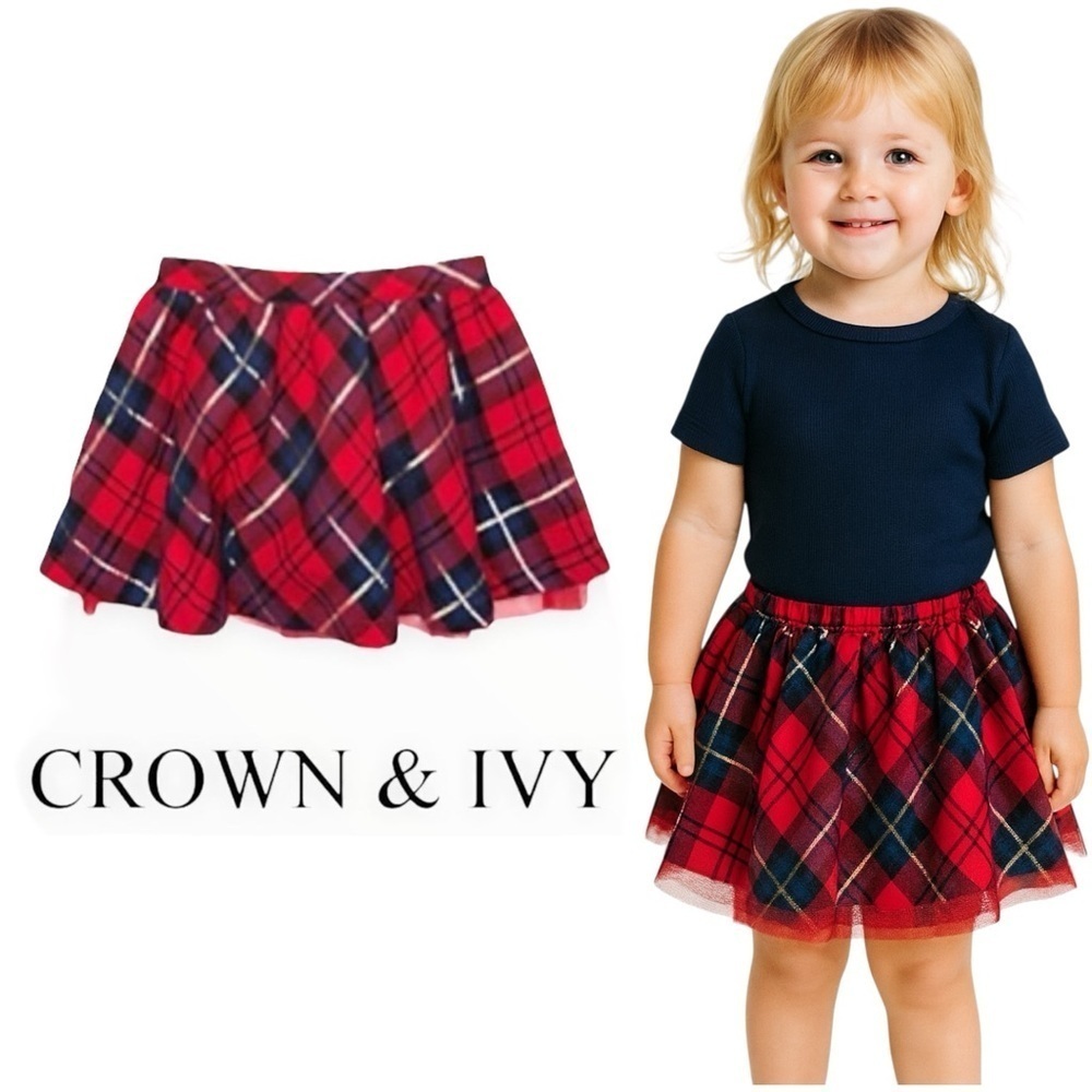 CROWN & IVY | Red | WOVEN TULLE SKIRT